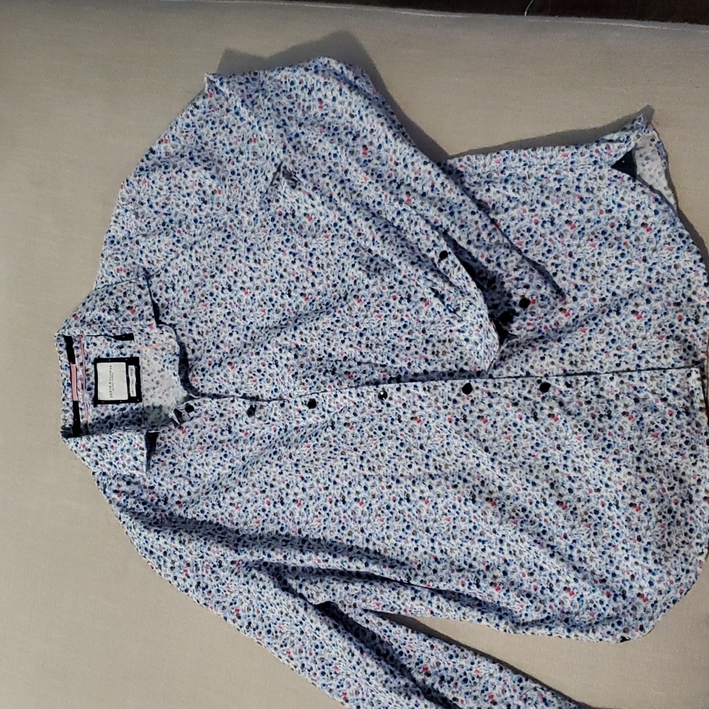 Button Up Dress Shirt - light blue floral